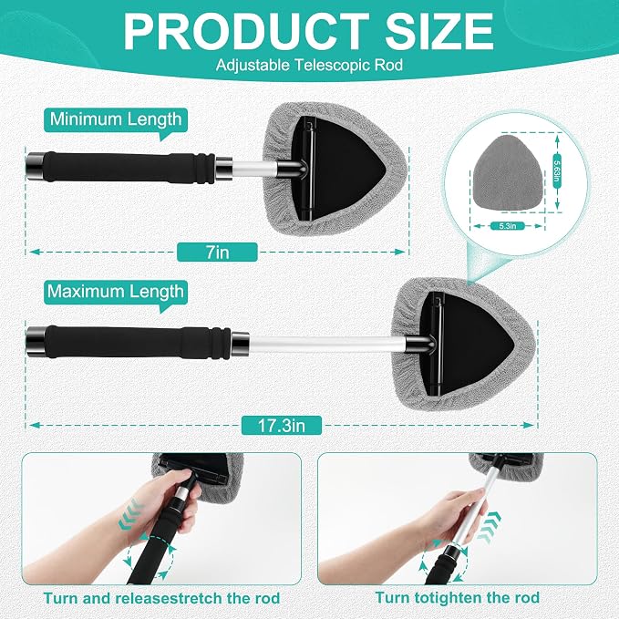 JUSTTOP Windshield Cleaner Tool, Car Interior&Exterior Window Cleaning Tool - Image 2