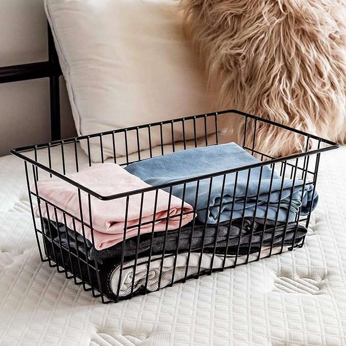 Slideep Farmhouse Metal Wire Basket, Fridge Freezer Storage Organizer Bins - Image 3