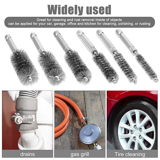 Patelai 6 Pcs Stainless Steel Wire Bore Brush Different Size Twisted Cleaning - Image 5