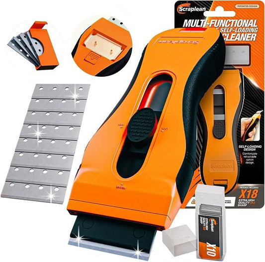 Razor Blade Scraper Tool | 18 Extra Blades, Unique Auto-Reload Mechanism by Scraplean