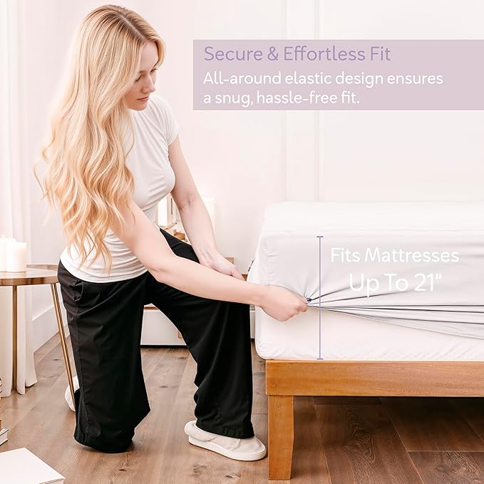 Hearth & Harbor Twin Size Quilted Fitted Mattress Pad Cover, 100% Waterproof Mattress Protectors, Deep Pocket Fitted Mattress Cover 8" - 21" (39" x 75", White)