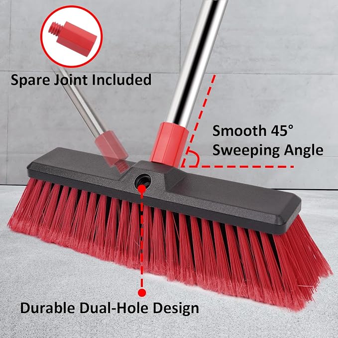 14” Push Broom with 70” Adjustable Handle - Image 4