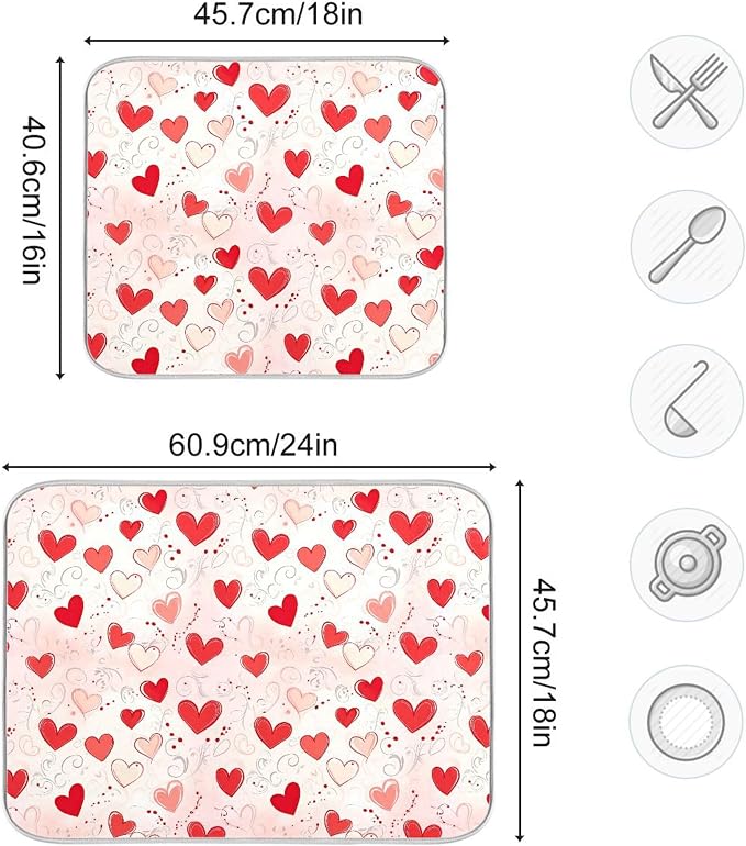 Happy Valentine’s Day Dish Drying Mat - Image 3