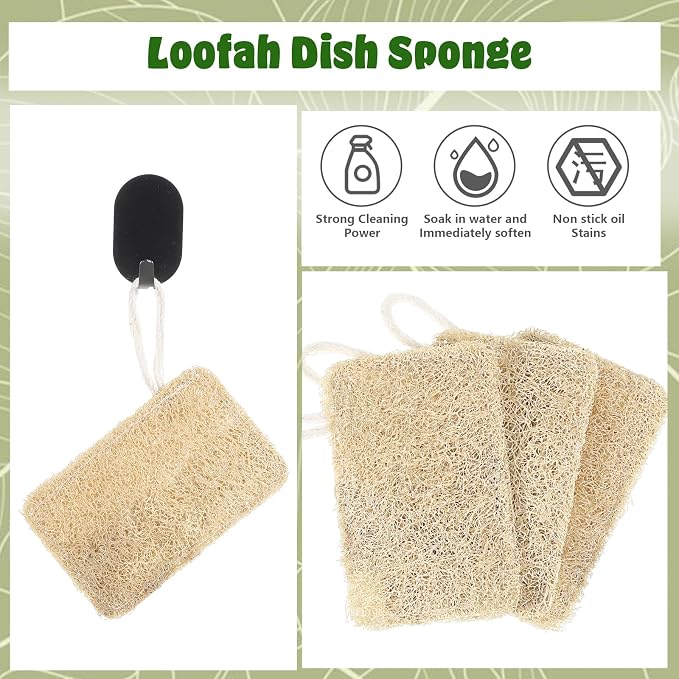 3Pcs Natural Loofa, 100% Real Natural Loofah Sponges Set, Loofah Sponge - Image 5