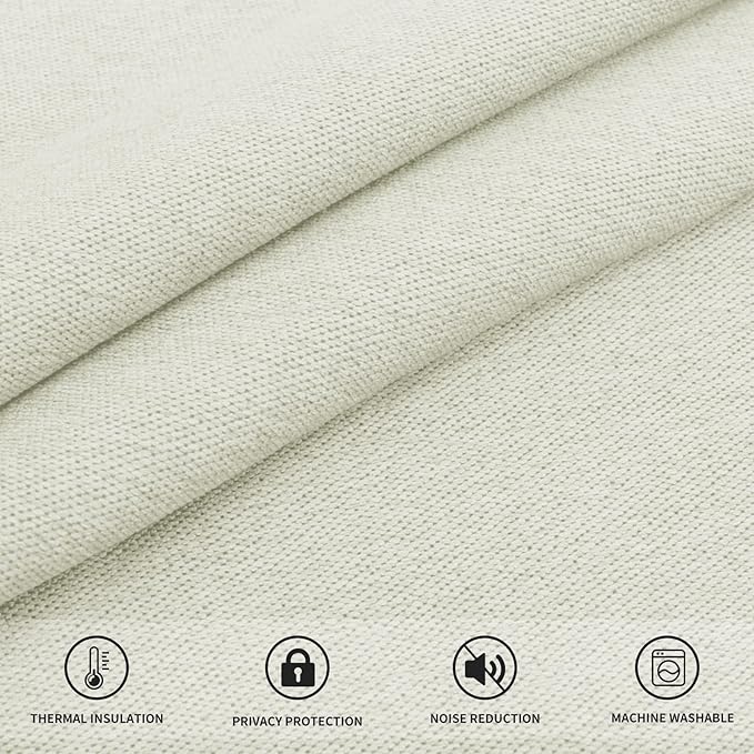 Easy-Going Linen Look Blackout Curtain Grommet Window Curtain Drapes for Bedroom, Living Room Thermal Insulated Room Darkening (2 Panels, 52x84 inch, Beige)
