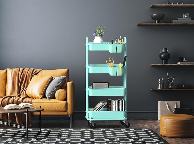 Simple Houseware 4-Tier Multifunctional Rolling Utility Cart - Image 4