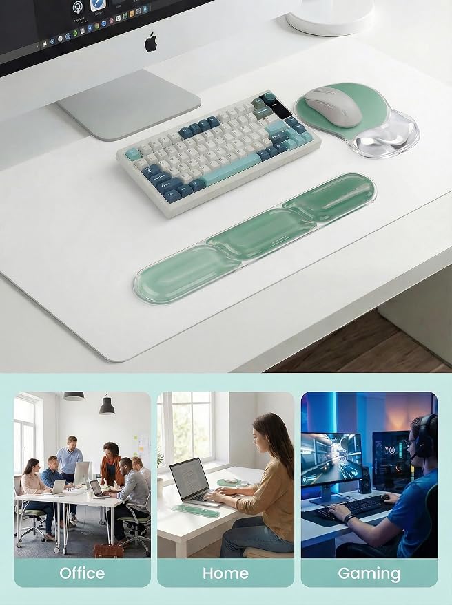 AUPET Ergonomic Gel Mouse Pad and Keyboard Wrist Rest Set, Crystal Gel Cushion - Image 4