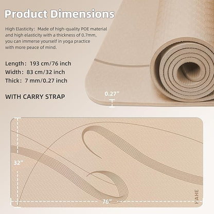 Yoga Mat High Density Exercise Mat, 76"x32"x0.27"Thick Wide & Large Yoga Mat for Women Men, Professional POE Workout Mat for Yoga, Pilates, Fitness & Stretching