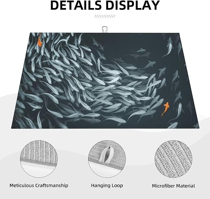 Japanese Fish Dish Drying Mat 18x24 Inch, Microfiber Absorbent Fast Dry Mat - Image 3
