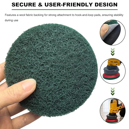 20 PCS 4 Inch 240 Grit Hoop and Loop Scrubber Scouring Pads Drill Scuffing Disc - Image 3