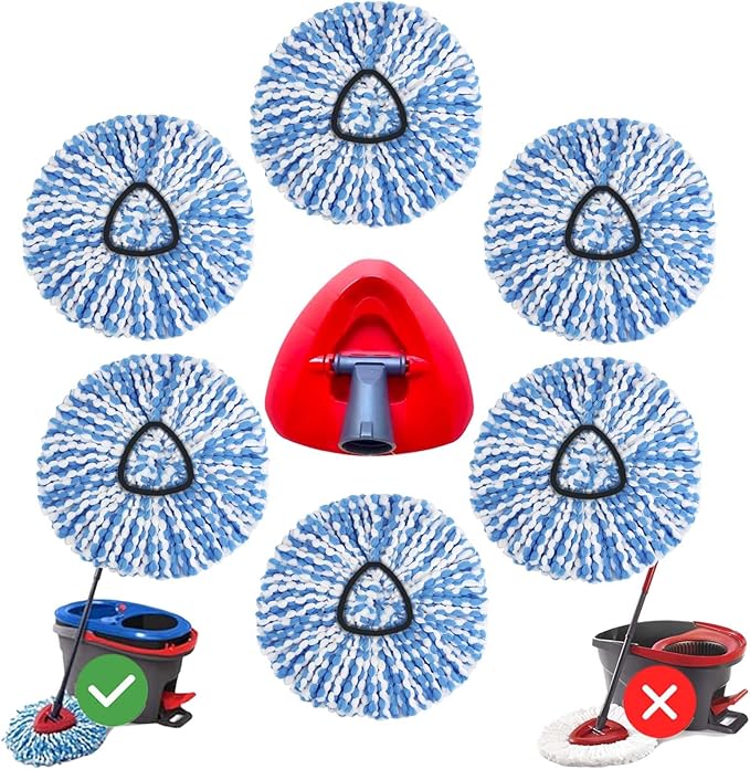 6 Pack Mop Head Replacement for O Cedar Only 2-Tank RinseClean Spin Mop by Kimmkco