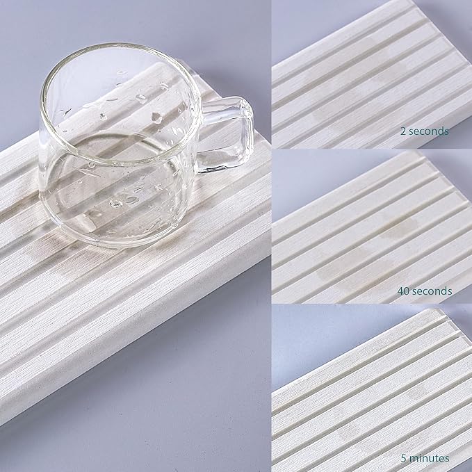 2 PCS Water Absorbent diatomite Coasters, 9.5" x 5.5" Water Absorbing Stone Tray - Image 6
