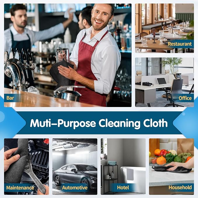 FIXSMITH Black Microfiber Cleaning Cloth -Pack of 8, Highly Absorbent Cleaning - Image 7