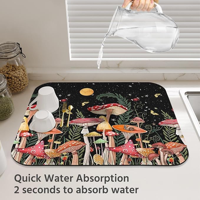 Dish Drying Mat for Kitchen Counter 18x24 Inch, Super Absorbent Dish Drainer Mat - Image 3