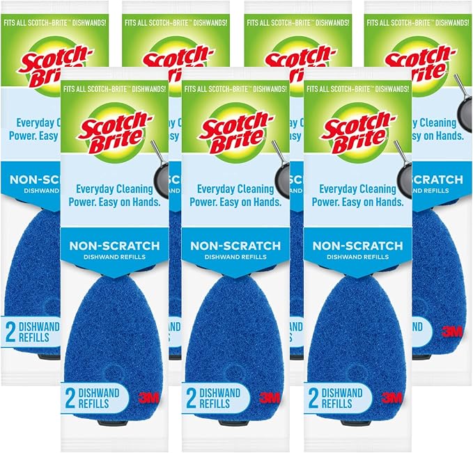 Scotch-Brite Non-Scratch Dishwand Refill, 14 Dish Wand Sponge Refills, Removes by Scotch-Brite