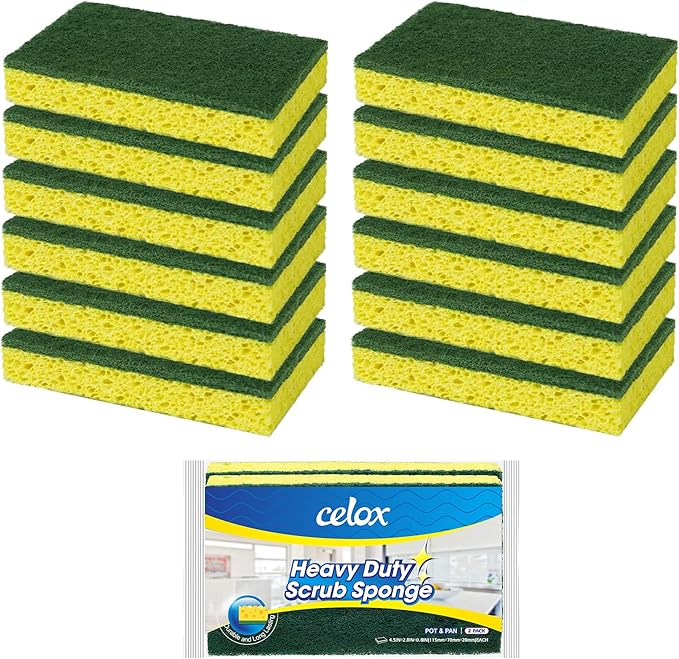 CELOX Sponges Kitchen Sponges for Dishes and Cleaning, 2-Sided Scrub Sponges by CELOX