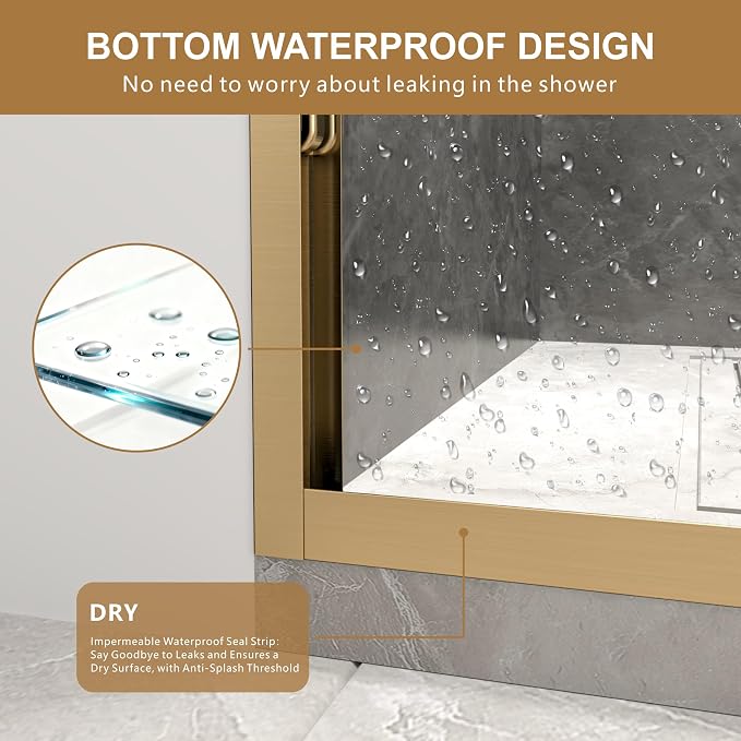 RFN 50-54" W x 76" H Framed Bypass Double Sliding Shower Door, 1/4" - Image 6