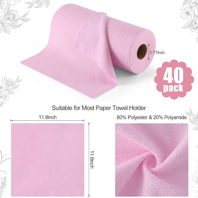 Homaxy Tear Away Dish Cloths Rolls, 40 Sheets-11.8" X 11.8", Reusable Washable - Image 5