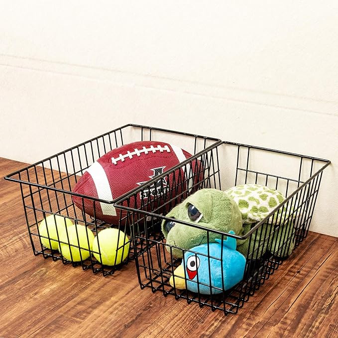 Slideep Farmhouse Large Wire Organizer Storage Bins Freezer Food Storage Basket - Image 3