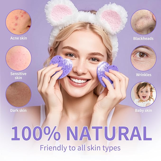 100-Count Compressed Facial Sponges, Heart Shape Face Sponge - Image 4
