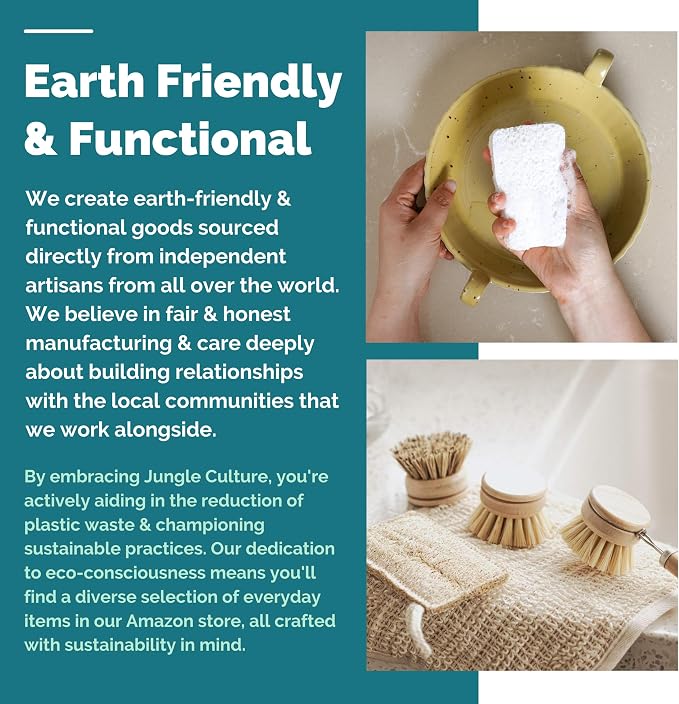 Jungle Culture Eco Sponge Set of 4 • Eco Friendly Natural Dishwashing Sponges • - Image 7