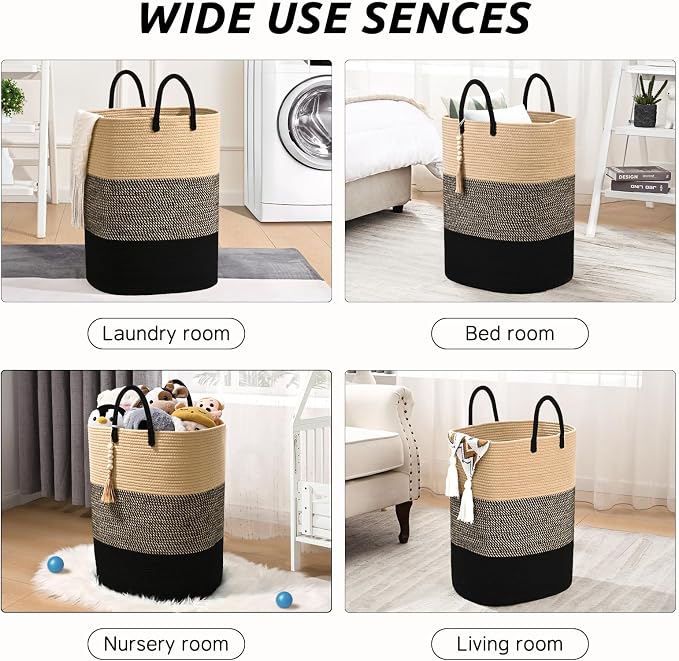 Woven Laundry Basket for Clothes, 100 L Large Rectangle Laundry Hampers - Image 7