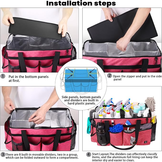 Extra large Cleaning Caddy Bag Built-in Sturdy Support Board, Cleaning Organizer - Image 7