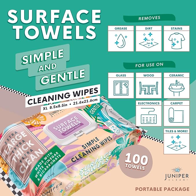 3 Packs Surface Cleaning Wipes Bleach Free, Thick & Large Dispose, All-Purpose - Image 2