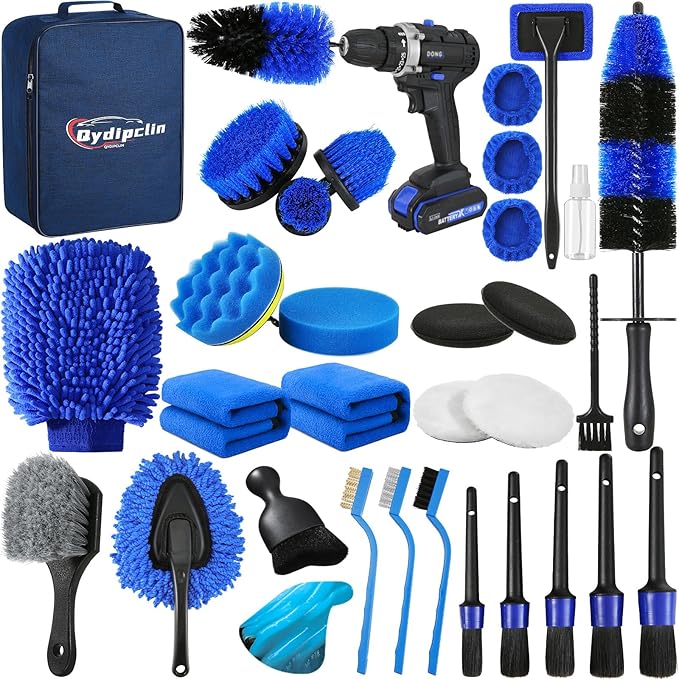 34Pcs Car Detailing Kit, Car Detailing Brush Set, Car Wash Cleaning Kit by Qydipclin