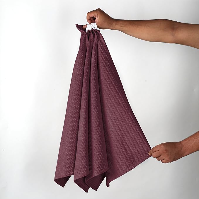 Burgundy Wine Waffle Kitchen Towels, 16x26 Inches, and Durable, 100% Cotton - Image 6