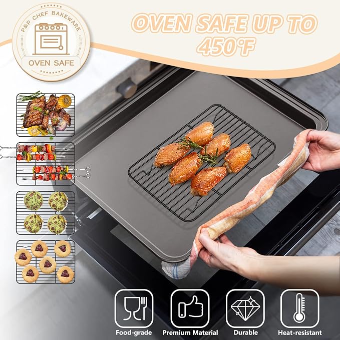 P&P CHEF Cooling Baking Rack Pack of 2, Stainless Steel Cooling Racks - Image 4