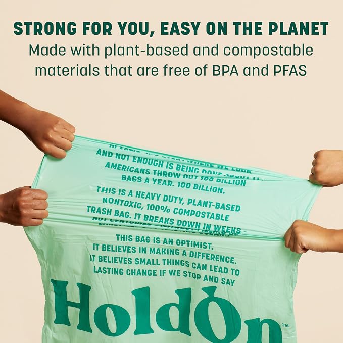 HoldOn 13-Gallon Trash Bags – Plant-based Tall Kitchen Trash Bags - Image 6