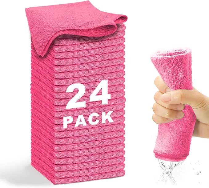 Microfiber Cleaning Cloth-24Pcs Ultra Soft Highly Absorbent Rags by WEAWE