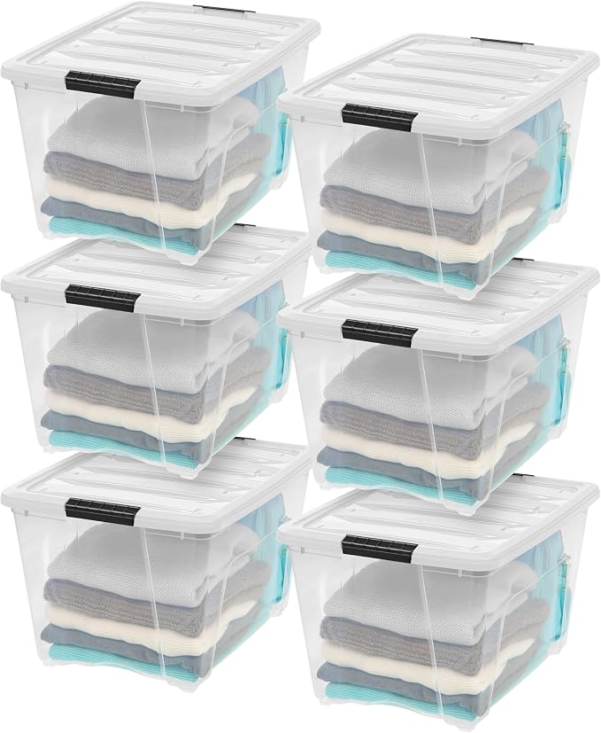 IRIS USA 6-Pack 54 Quart Stackable Storage Bins by IRISUSA