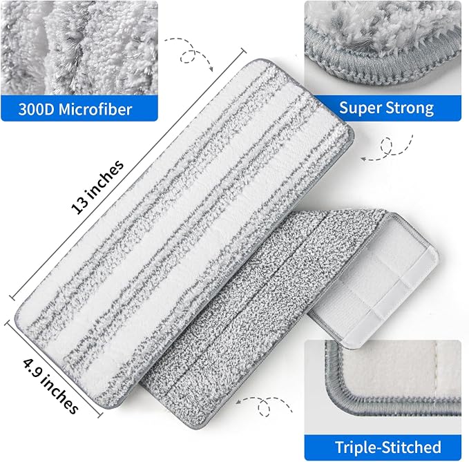 Oshang Flat Mop Head Refill, Microfiber Mop Pads Flat Mop Replacement Heads - Image 3