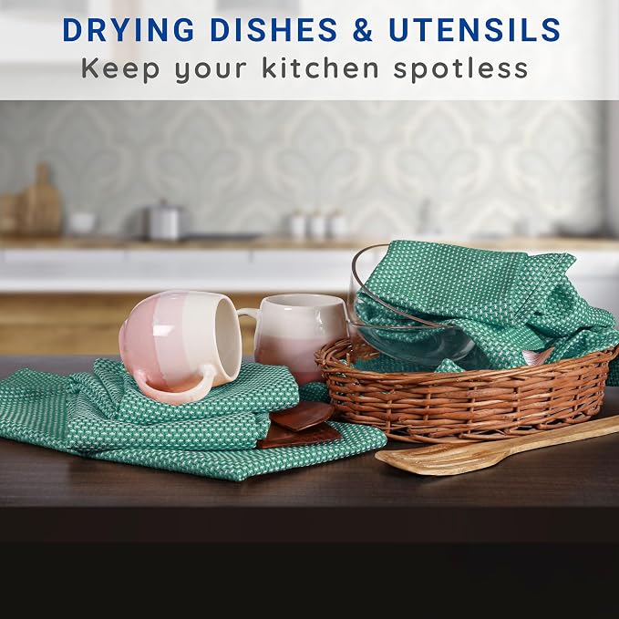 TWINY threads Kitchen Towels Set of 4, 100% Cotton Dotted Dish Towel, Tea Towels - Image 5