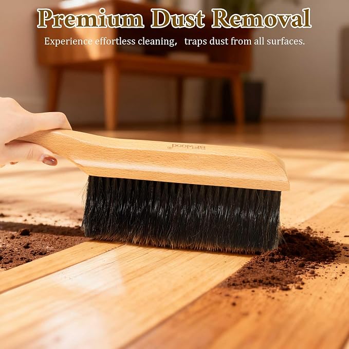 BFWood Horse Hair Hand Broom, Woodworking Bench Cleaning Brush, Fireplace Dust - Image 2