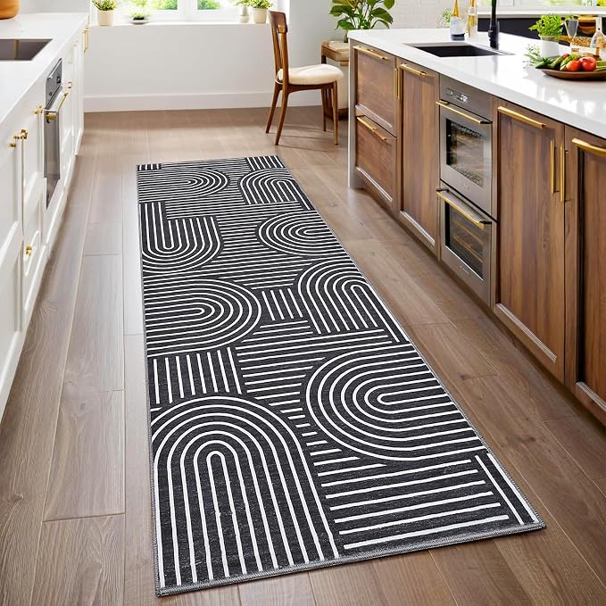 Modern Rug 2.5x8 Runners for Hallways, Abstract Kitchen Runner Rugs Non Slip by ROYHOME