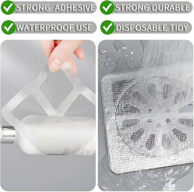 60 Pack Disposable Shower Drain Hair Catcher, Floor Drain Filter Stickers - Image 4