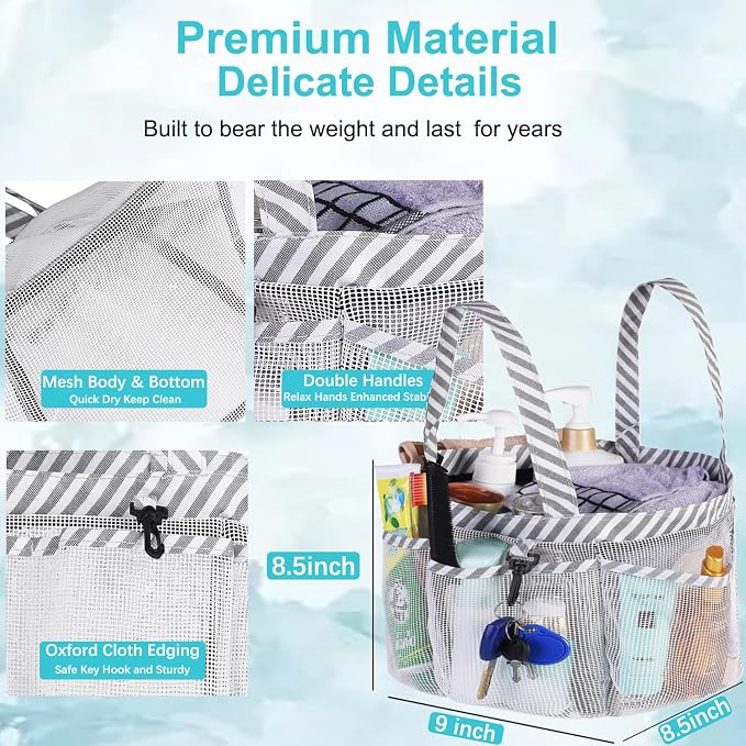 Haundry Mesh Shower Caddy Bag for College Dorm Room Essentials Portable Shower - Image 4