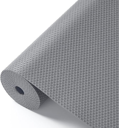 100% EVA Shelf Liner for Kitchen Cabinet, 18" x 120" Drawer Liners Non Adhesive Non Slip Waterproof Plastic Paper, Dresser Pantry Bathroom Refrigerator Protector, Grey