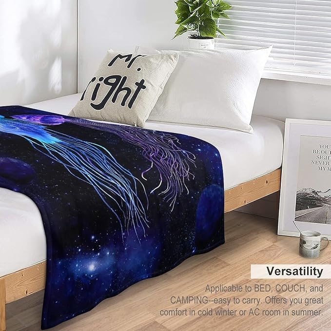 Jellyfish Gifts for Girls & Women - Soft, Warm & Cozy Fleece Throw Blanket for Kids & Adults - 60"x80"