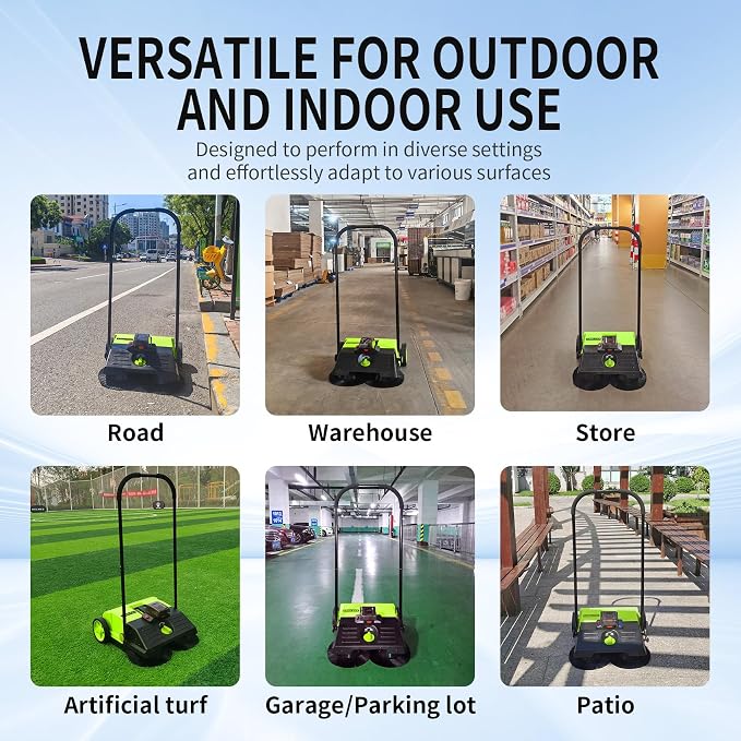 UNICOO® Electric Hand Push Floor Sweeper – Battery Powered Walk-Behind Sweeper - Image 3