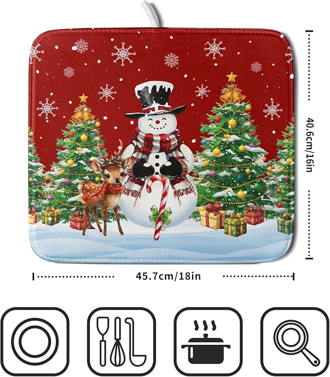 Christmas Snowman Dish Drying Mat - Image 2