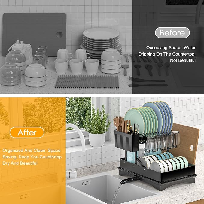 Extendable Dish Racks 16.3"-21.6" L x 16.7" W, Stainless Steel Dish Drying Rack - Image 9