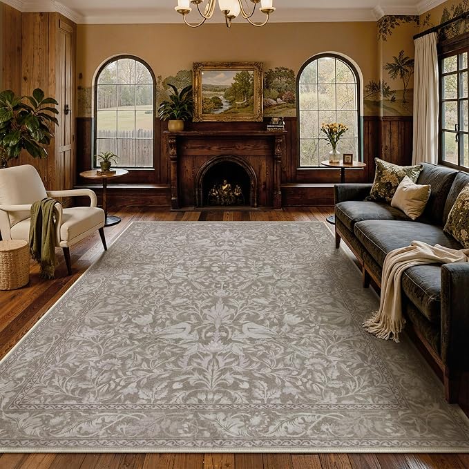 Lahome Bird 9x12 Rugs for Living Room Bedroom, Soft Vintage Washable Rug 9x12 by Lahome