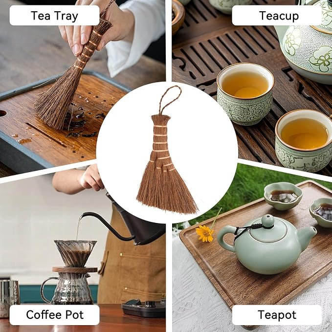 Hand Whisk Broom, 5.9in Small Whisk Broom Hand Held Tea Tray Brush - Image 2