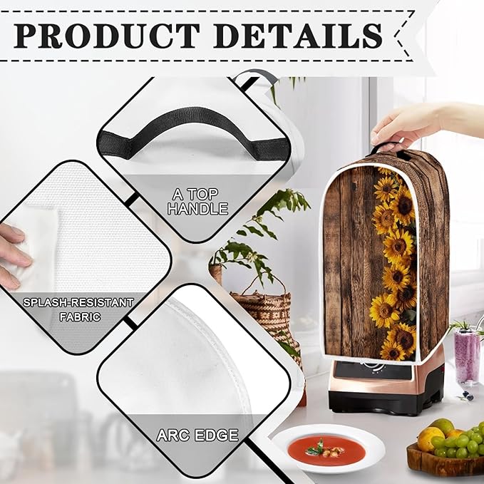Cute Sunflower Blender Covers Kitchen Appliance Dust Cover Blender Protector Washable Anti Splash Coffee Maker Food Processor Protection Covers for Women