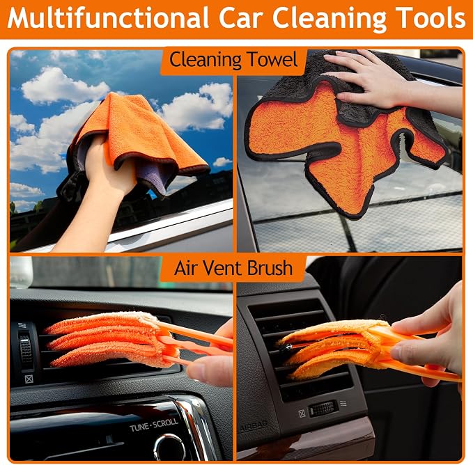 THINKWORK Windshield Cleaner Tool, Car Detailing Kit Interior, Car Cleaning Kit - Image 7