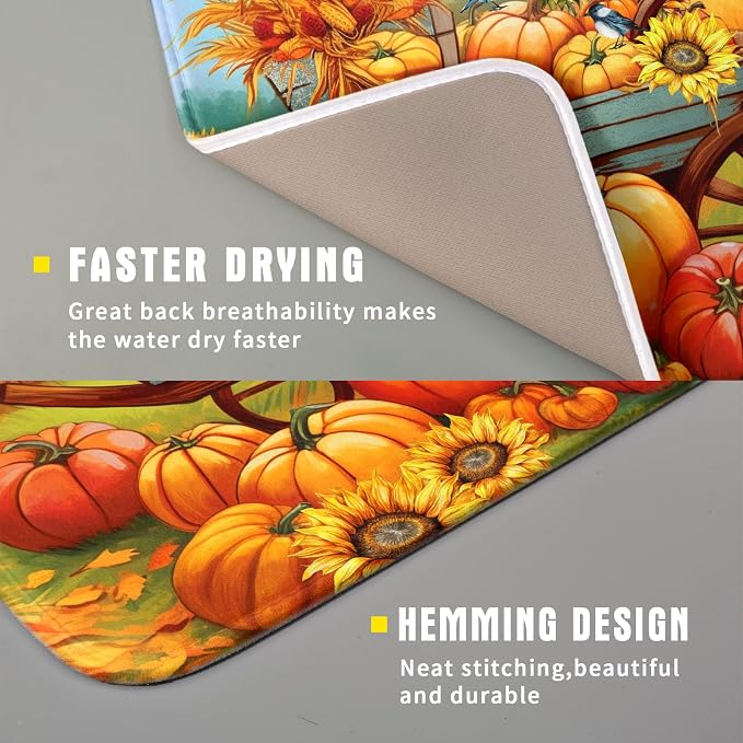 Thanksgiving Autumn Harvest Pumpkin Dish Drying Mat - Image 3
